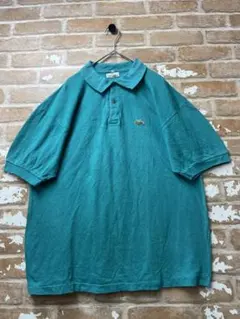 90s　ラコステ　LACOSTE ポロシャツ　ワンポイント　刺繍　緑
