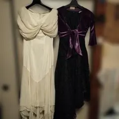 フォーマル　パーティードレス　ホワイト　ブラック　パープル　ボレロ　セット