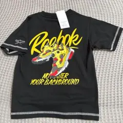 【130cm】新品リーボック キッズ半袖Tシャツ バッグプリント 黒 子供