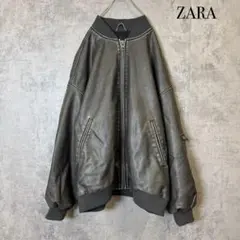 ZARA ザラ XLサイズ レザー ジャケット ブルゾン R718