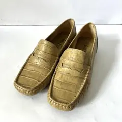 【ラルフローレン】(6C) ローファー クロコ 型押し 革靴 レザー ベージュのサムネイル