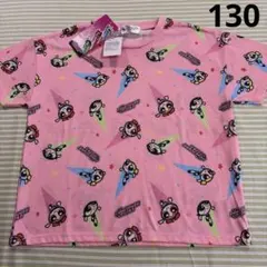 ⑮130、総柄、新品♡パワーパフガールズ♡半袖Tシャツ