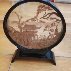 平山郁夫 陶画『富貴寺大堂』台座付き 日本画巨匠 オブジェ 額装/陶板