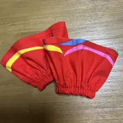 ハンドメイド　アームカバー　赤リバーシブル