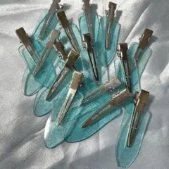 ハンドメイド 資材 ヘアクリップ クリア ピンク 15本 セット 前髪ピン 材料