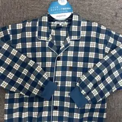 メンズ綿混ソフトキルトネイビーとホワイトのチェック柄Lサイズパジャマ