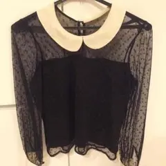 値下げ！襟付きドットシースルーシャツ