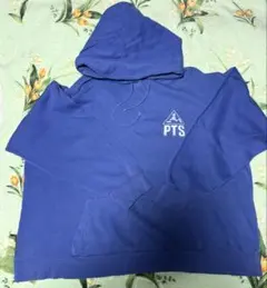90s 古着 PTS SPORT フード付きパーカー 青 L