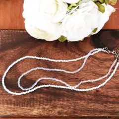 【２wayタイプ!】パールとクリスタルビーズ　2連ネックレス