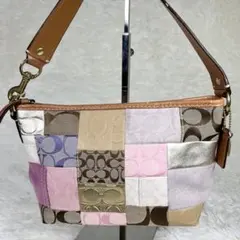 コーチ ワンショルダーバック パッチワーク シグネチャー ピンク 11708