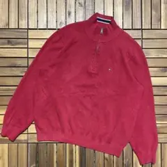 TOMMY HILFIGER ハーフジップ コットン ニット プルオーバー