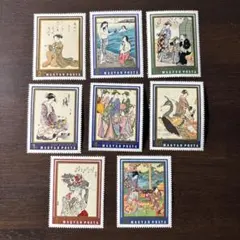 外国切手　ハンガリー　日本の浮世絵切手 9枚セット