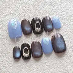 No.2253 現品販売！ネイルチップ　ブルー/ブラウン/マグネット