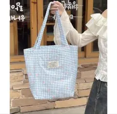 【本日限定値下げ】リボンギンガムチェックトートバッグ