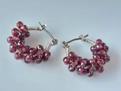 ロードライトガーネット　チタンフープピアス　アレルギー対応