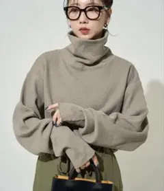 限定展開　ワッフル タートルネック チュニック プルオーバーのサムネイル
