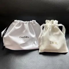 2点セット！CHANEL シャネル dior ディオール ノベルティ巾着ポーチ.