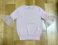 blugirl ピンク　半袖ニット　チュール付き　S イタリア製　美品
