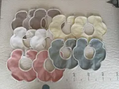 スタイ よだれかけ ビブ 10枚 防水 360° 綿 花びら型 新生児 双子