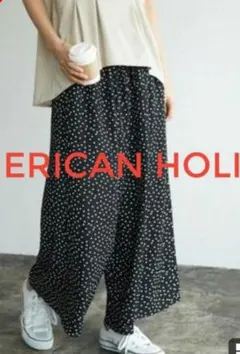 AMERICAN HOLIC　ウエストフリルリボンとろみワイドパンツ