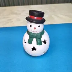 雪だるま　 キャンドルホルダー　 陶器製