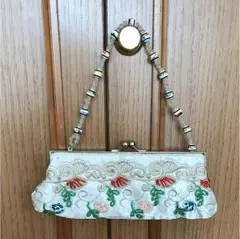 刺繍&ビーズ！パーティーバッグ！2wey!ショルダーポシェット！
