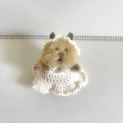 はむにぎり　ぬい服　ワンピース　ヘッドドレス　ピンク　フリフリ　編み物のサムネイル