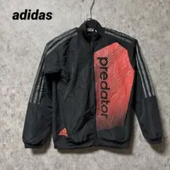 adidas キッズ ジャージ トラックジャケット 黒 赤 ロゴ
