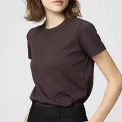 クルーネックT ダークブラウン