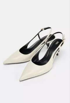ZARA スリングバックヒールパンプス ホワイトのサムネイル