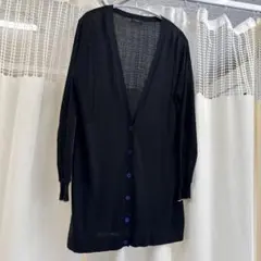 【極美品】ポールスミスブラック シルク混 シアーVネックロングカーディガン Mのサムネイル