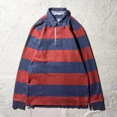 オールドギャップ☆太ボーダーラガーシャツ 90s 古着 ゆるだぼ 希少 90s】OLD GAP オールドギャップ ラガーシャツ 太ボーダー 紫 黒 L