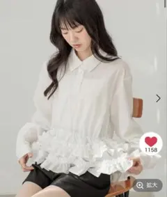シャツ+ブラウス(長袖+七分) riu Pleats frill flare blouse Rちゃん riu Pleats frill flare blouse - メルカリ