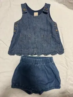 プティマイン　ベビー　女の子 デニム　ワンピース　70 ブルマ