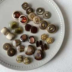 ボタンアソート/12/ペアボタン/ブラウン/ベージュ/ハンドメイド/資材/ボタン