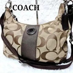 COACH コーチ シグネチャー 2WAY ショルダーバッグ 斜め掛け 茶のサムネイル