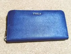 FURLA ネイビー レザー 長財布