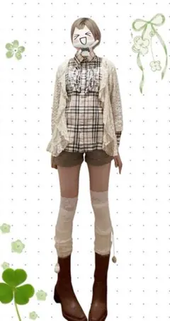 赤 チェック トップス フリル