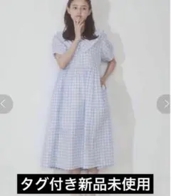 タグ付き新品未使用　merry jenny ギンガムチェックワンピース　水色　花