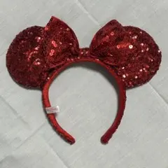 赤いスパンコール ミッキー耳カチューシャ