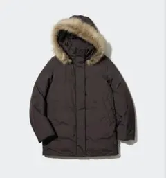 未使用級✨ユニクロ　ハイブリッドダウンコート　XLサイズ　ブラウン　2023年