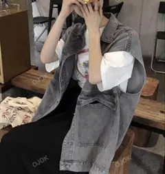 デニム　ベスト　レディース　古着　vintage