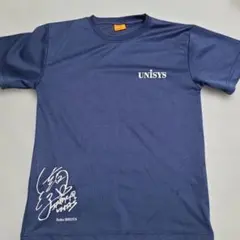 潮田玲子 サイン入り Tシャツ ネイビー バドミントン UNISYS ユニシス