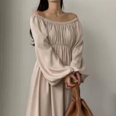 完売品　Louere　2wayウエストギャザーボリュームスリーブワンピース　M