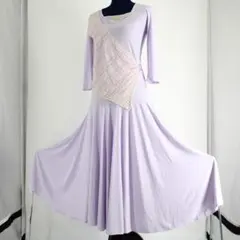 【社交ダンス衣装】ラベンダー CHACOTT 上下セット ツーピース レース 紫