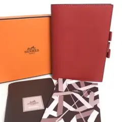 【極美品】エルメス HERMES アジェンダGM 手帳カバー レフィル付き 赤系