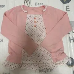 キッズトップス 重ね着風 ピンク ドット 記名あり