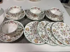 MINTON ミントン ハドンホール ティーカップ&ソーサー 4客　ケーキ皿も