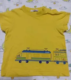 ファミリア　イエロー 電車プリント 半袖Tシャツ 90