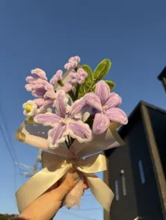 モールフラワー 花束 紫 ユリ風 韓国風ブーケ 枯れない花 誕生日 プレゼント